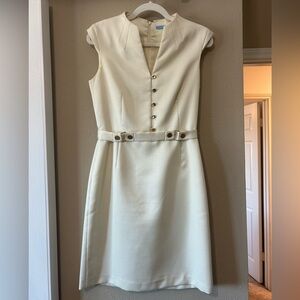 ANTONIO MELANI Cream Sleeveless Midi Dress